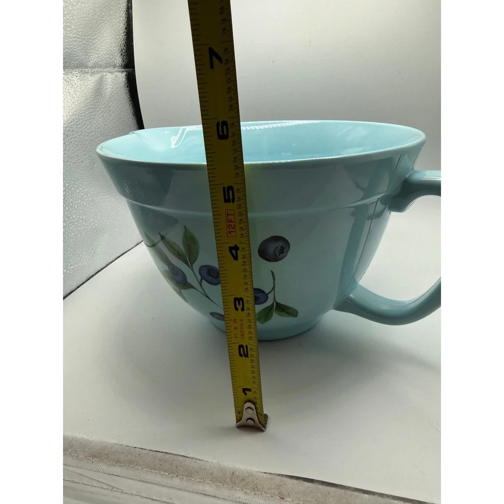 Stonewall‎ Kitchen Melamine Batter Bowl Light Blue Blueberry Pattern Pour Spout
